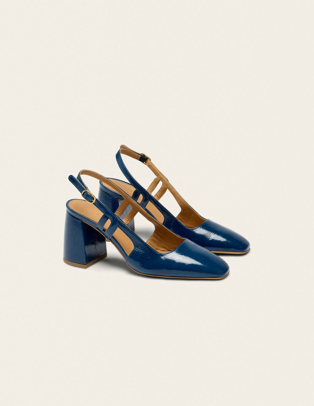 Escarpins Marcie - Cuir plissé verni cobalt