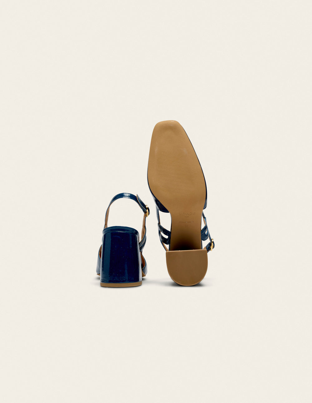 Escarpins Marcie - Cuir plissé verni cobalt
