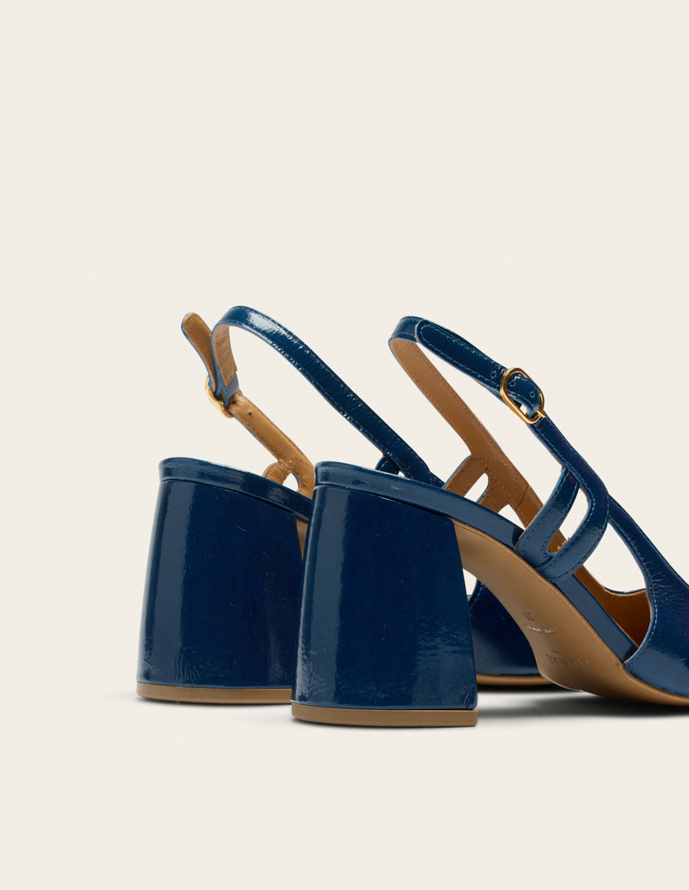 Escarpins Marcie - Cuir plissé verni cobalt