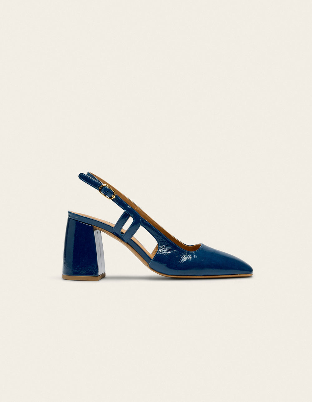 Escarpins Marcie - Cuir plissé verni cobalt