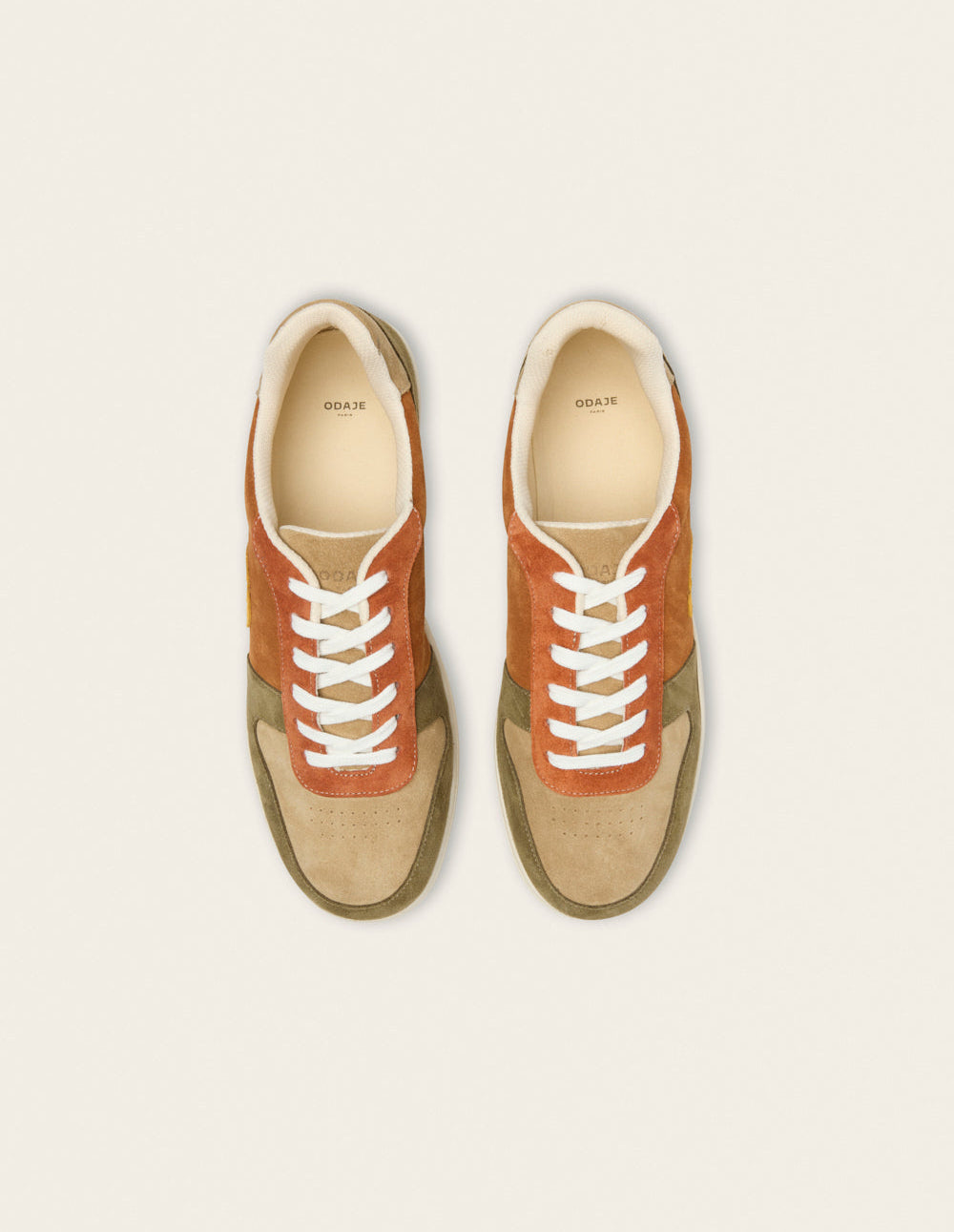 Baskets basses Matthieu - Kaki beige brique