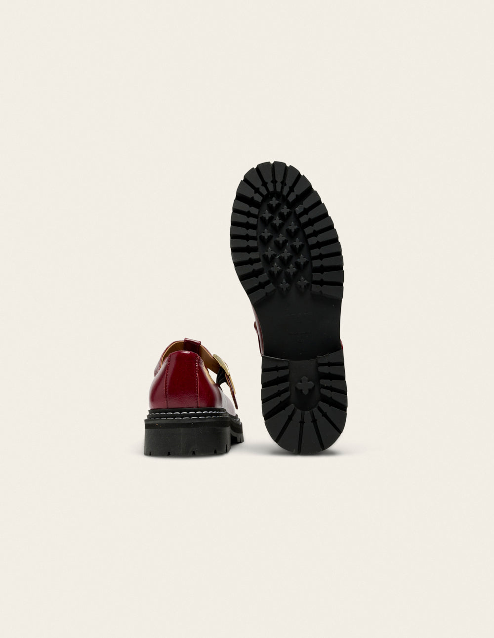 Derbies Romane - Cuir plissé verni bordeaux