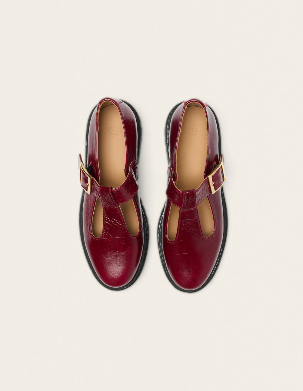 Derbies Romane - Cuir plissé verni bordeaux