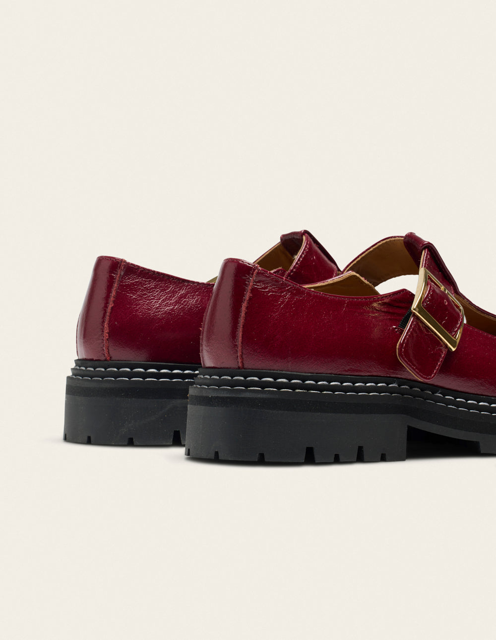 Derbies Romane - Cuir plissé verni bordeaux