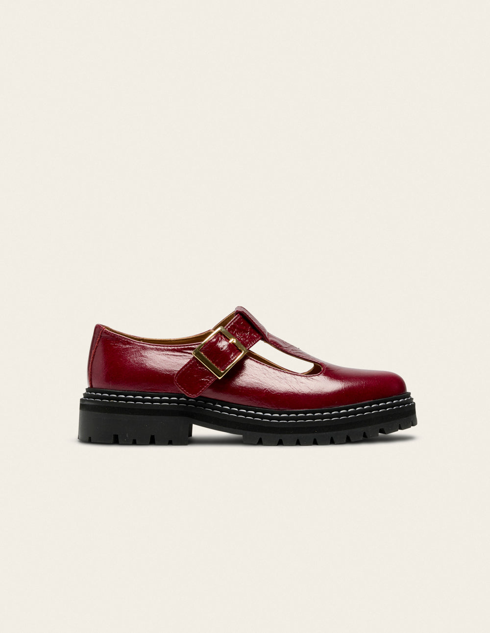 Derbies Romane - Cuir plissé verni bordeaux