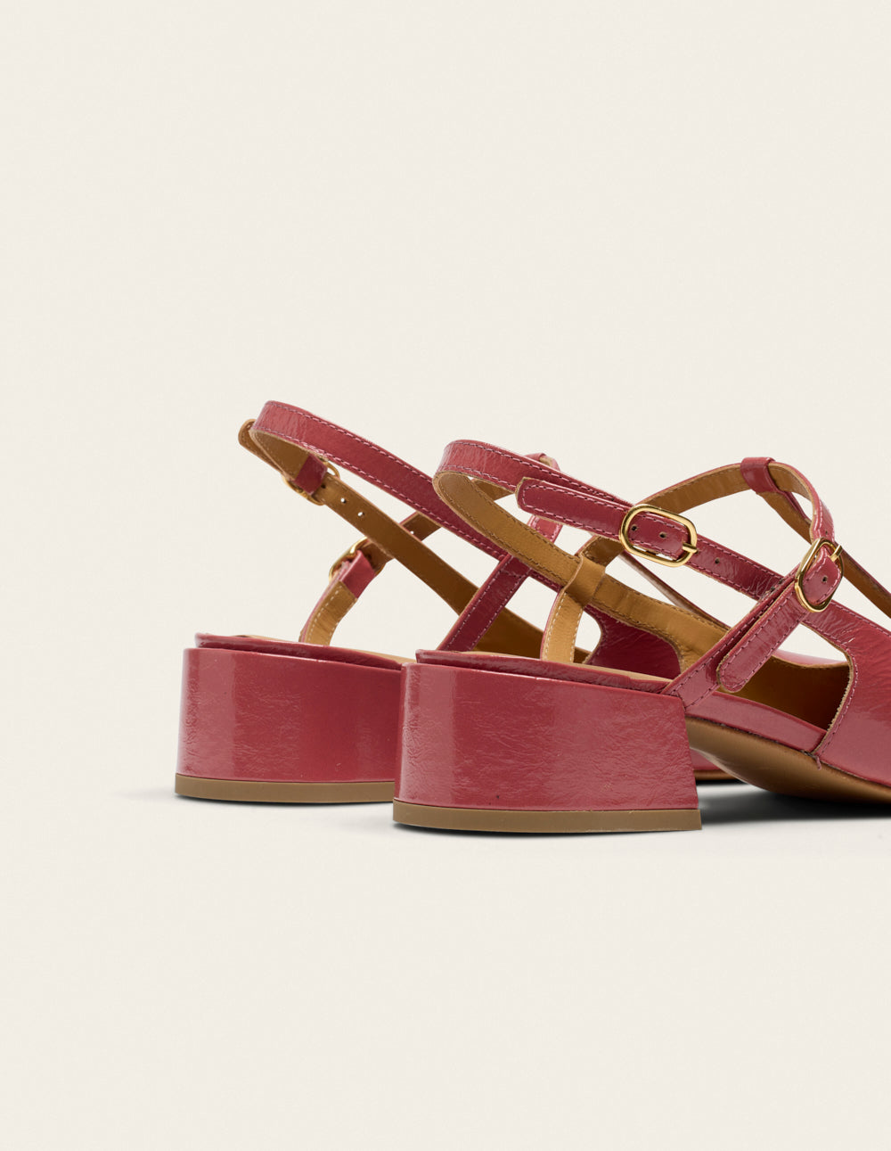 Escarpins Ryla - Cuir plissé verni rose