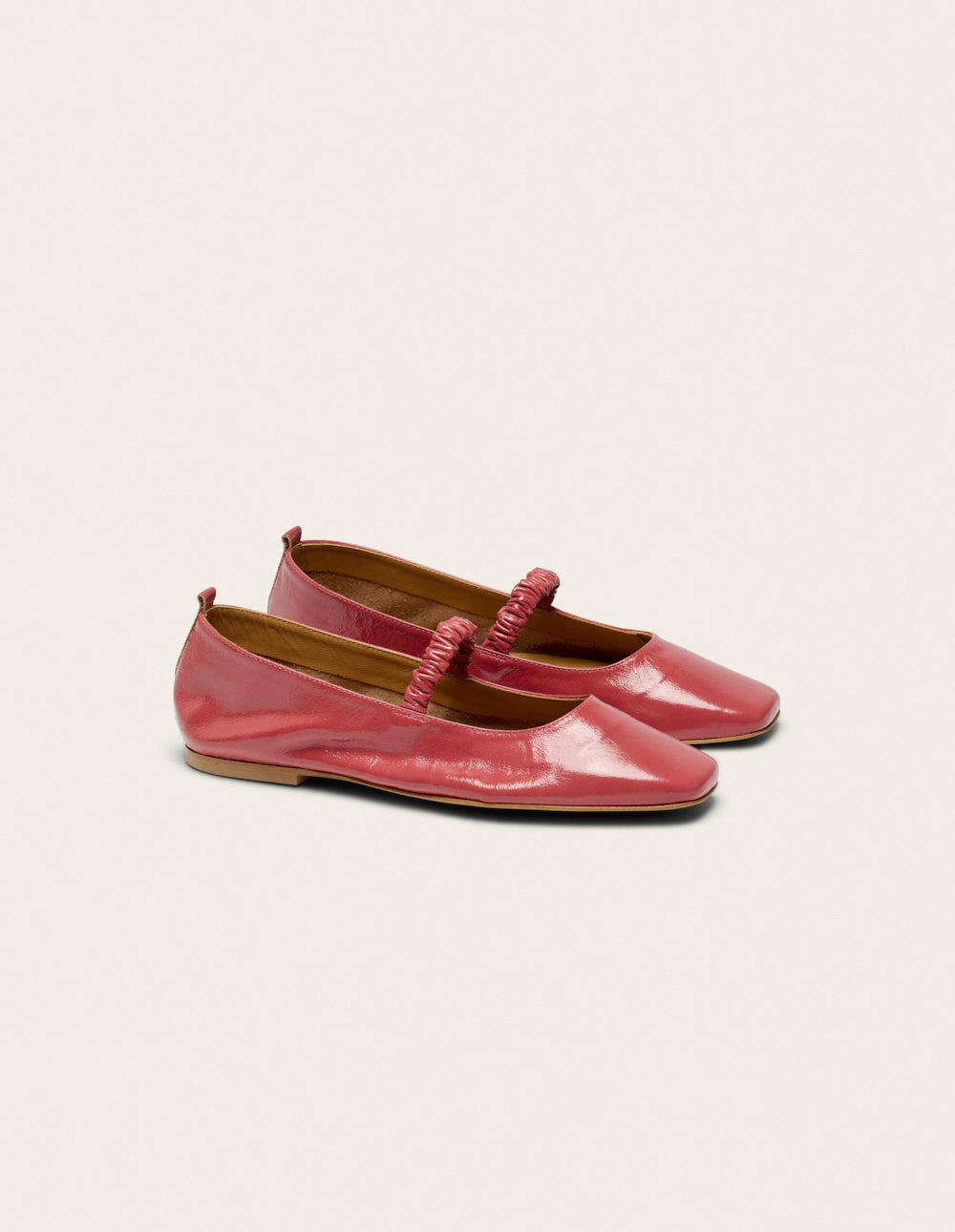 Ballerines Serra - Cuir plissé verni rose