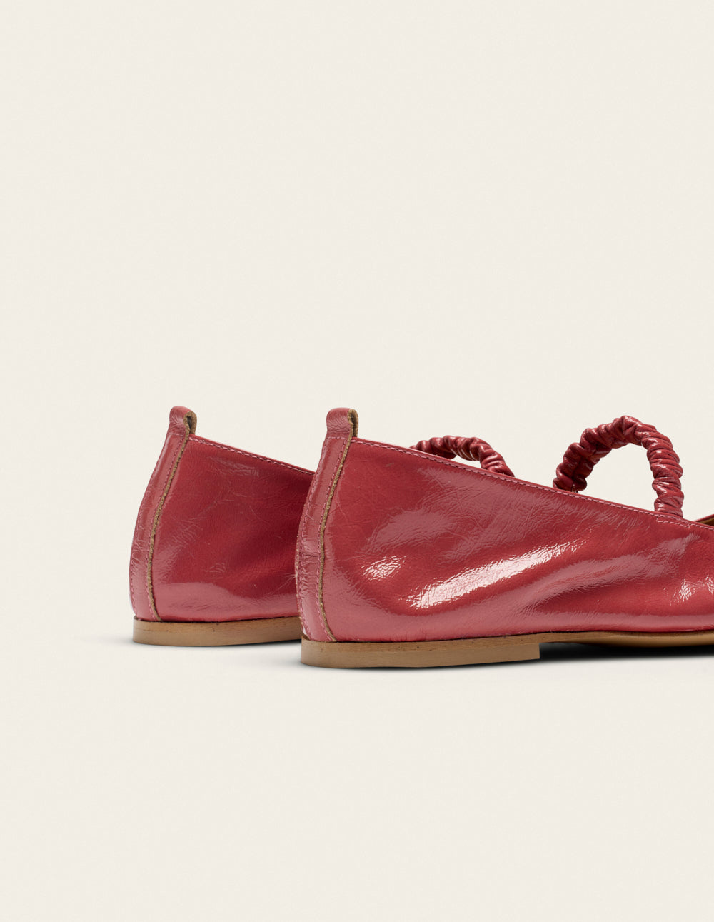 Ballerines Serra - Cuir plissé verni rose