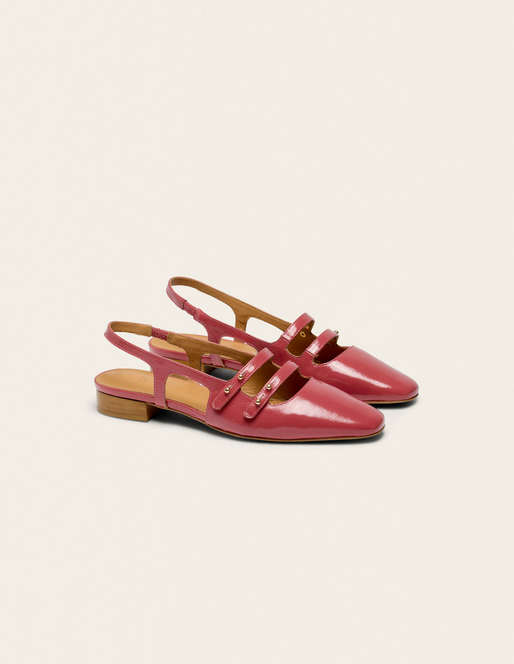 Ballerines Soli - Cuir plissé verni rose