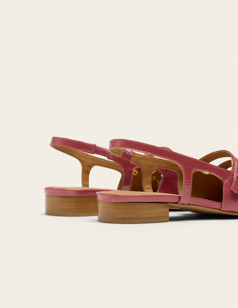 Ballerines Soli - Cuir plissé verni rose