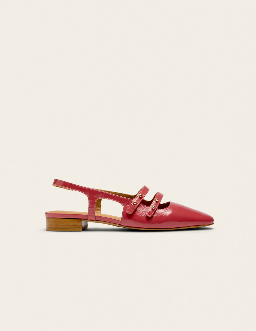 Ballerines Soli - Cuir plissé verni rose