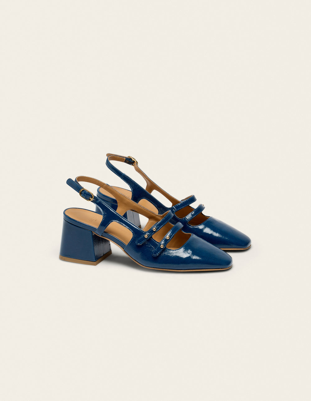 Escarpins Soline - Cuir plissé verni cobalt