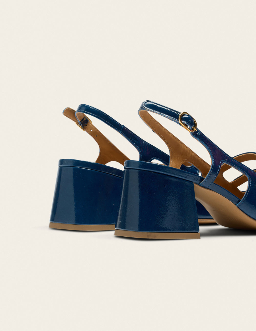 Escarpins Soline - Cuir plissé verni cobalt