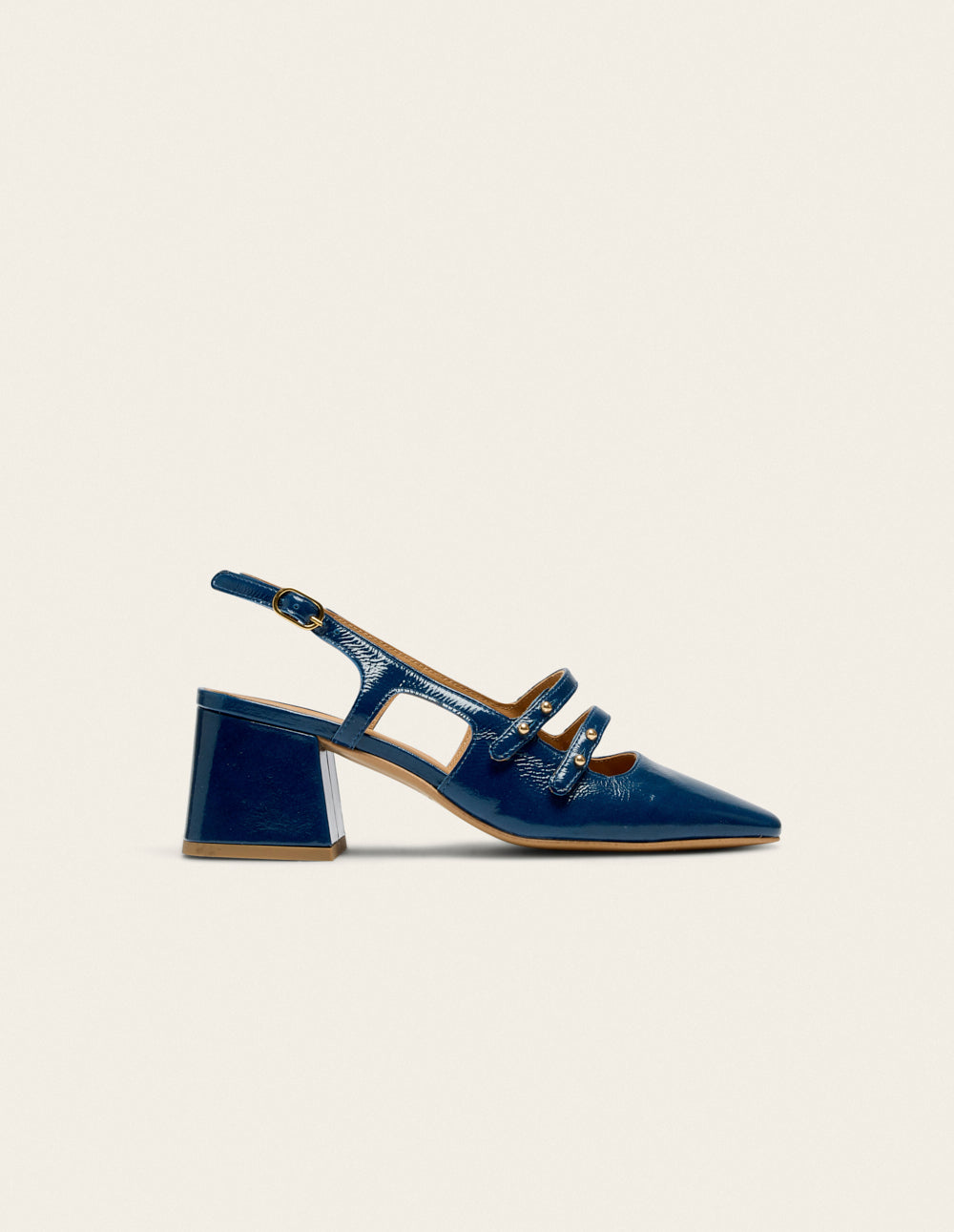 Escarpins Soline - Cuir plissé verni cobalt
