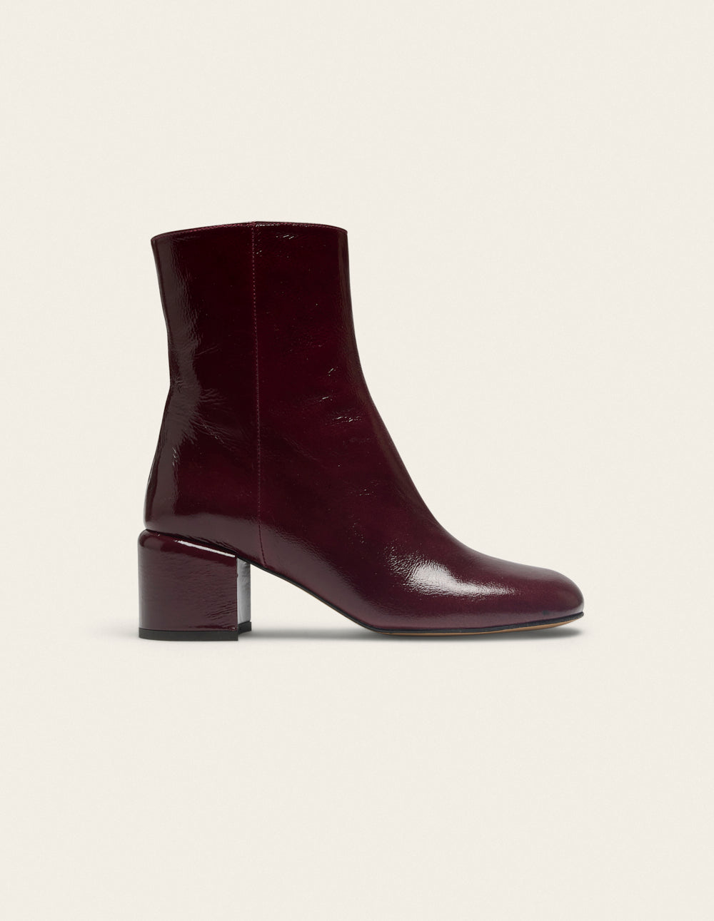 Bottines à talons Tasmin - Cuir plissé verni bordeaux