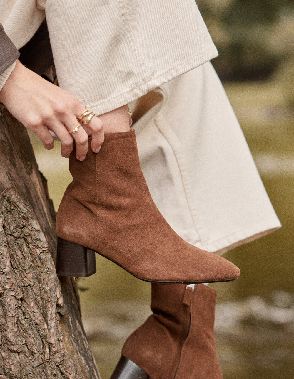 Bottines à talons Volma - Suède marron