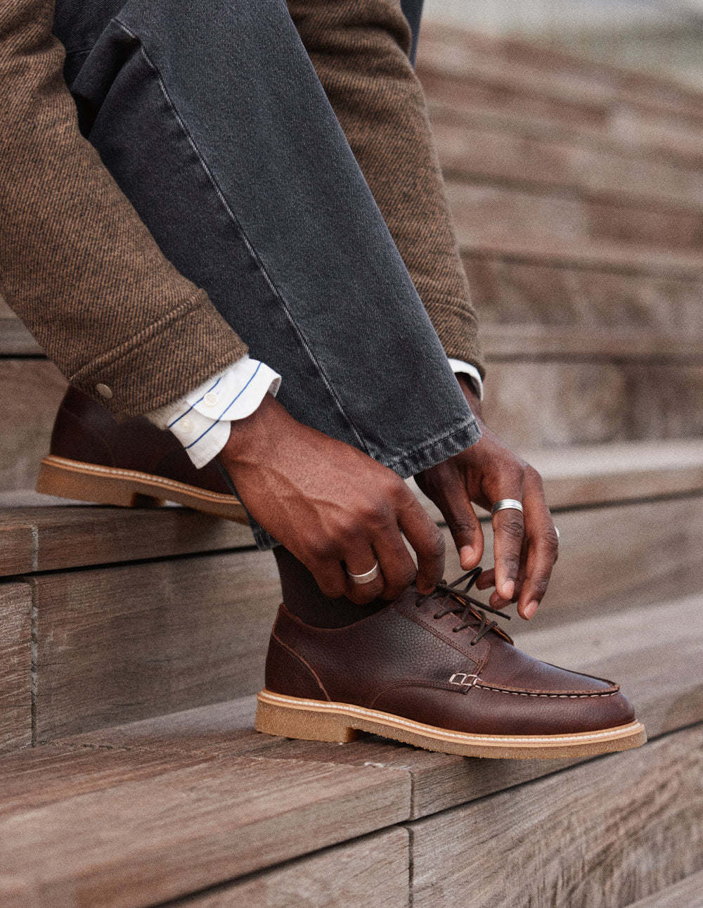 Derbies Alwin - Cuir pull-up grainé marron