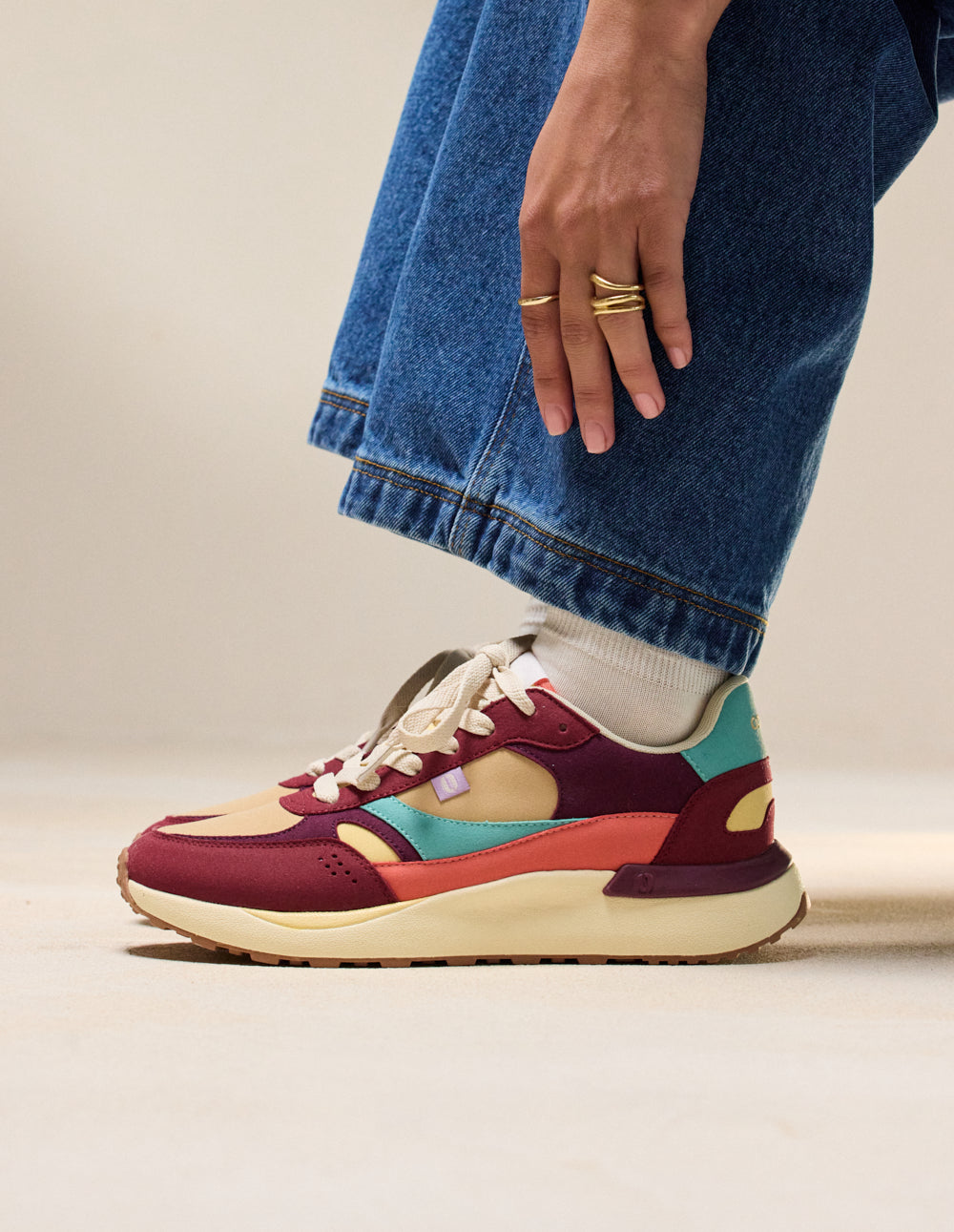 Anaelle low trainers - Burgundy plum beige