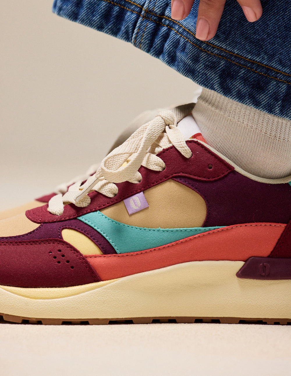 Anaelle low trainers - Burgundy plum beige