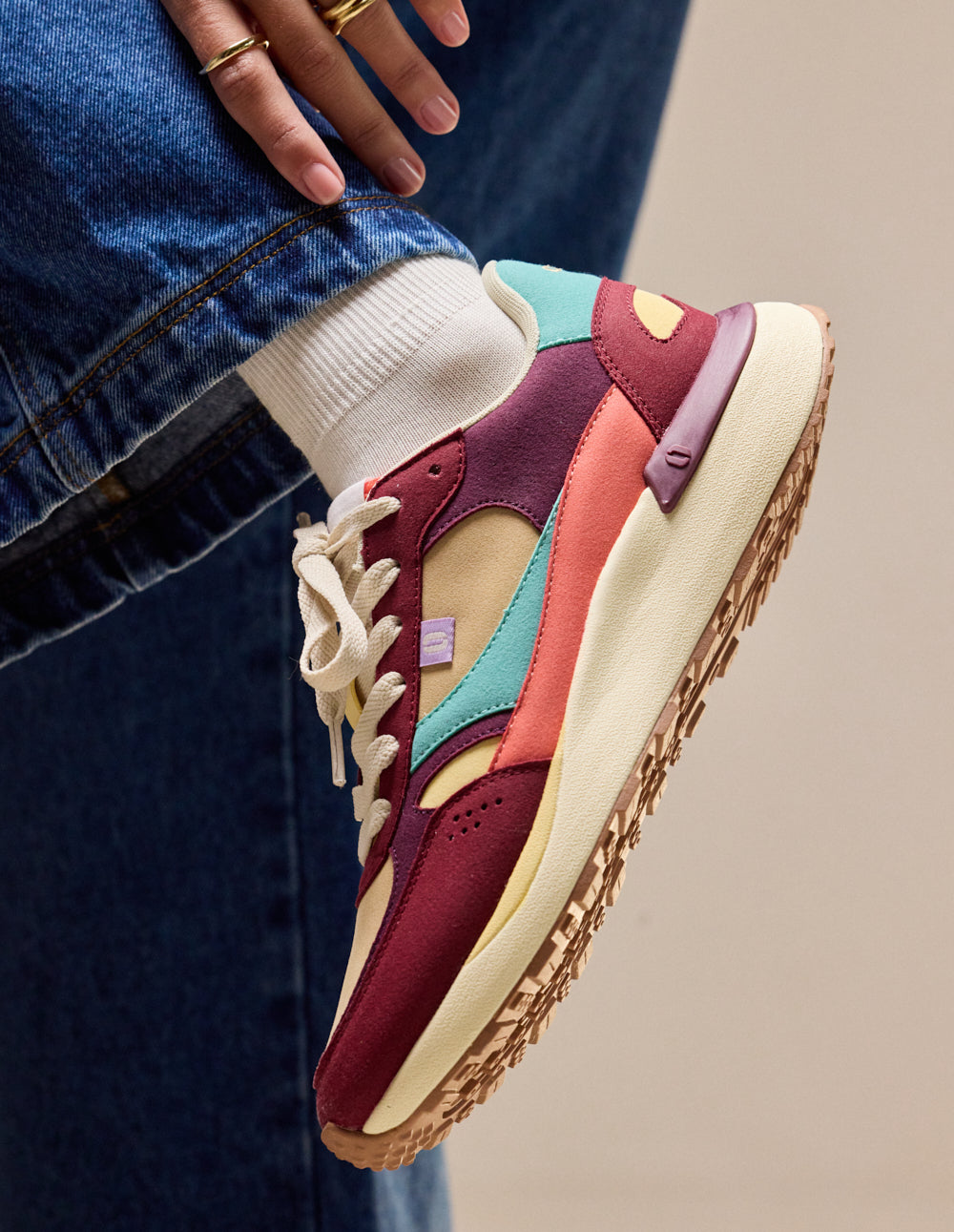 Anaelle low trainers - Burgundy plum beige