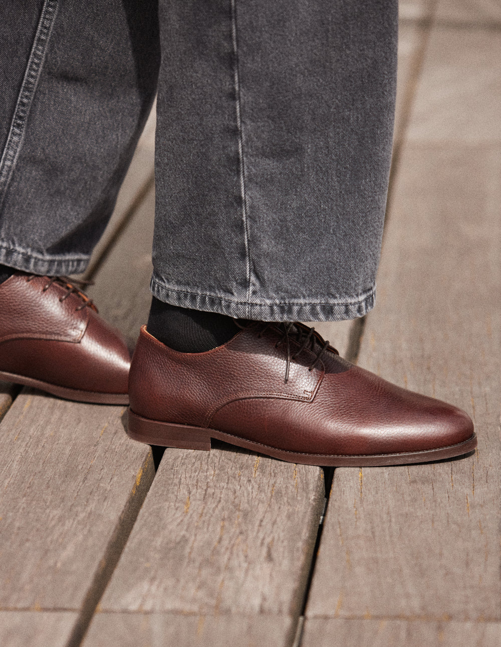 Derbies Antonin - Cuir pull-up grainé marron