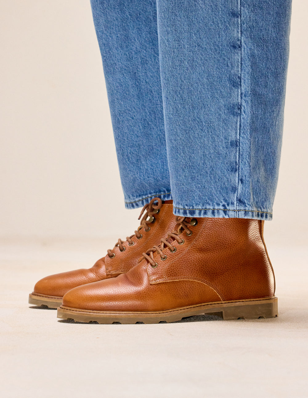 Bottines Eugène - Cuir pull up grainé cognac