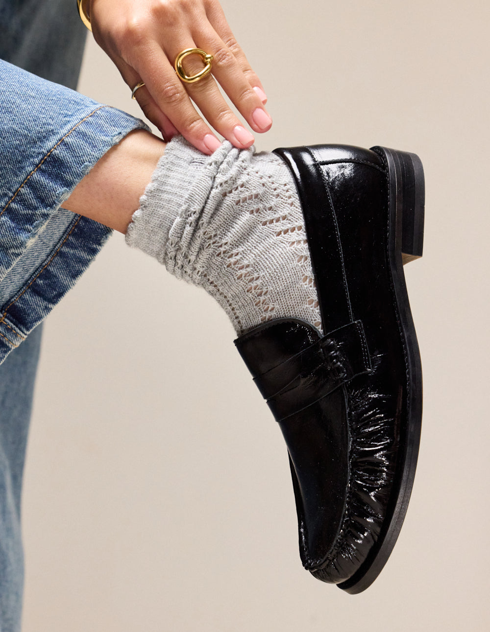 Mocassins Halley - Cuir plissé noir