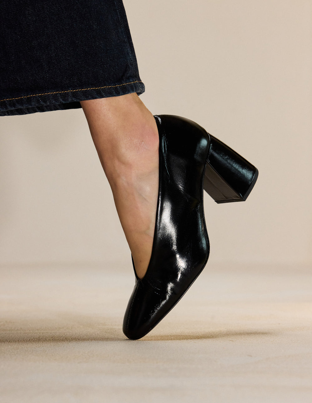 Escarpins Ilamis - Cuir plissé noir