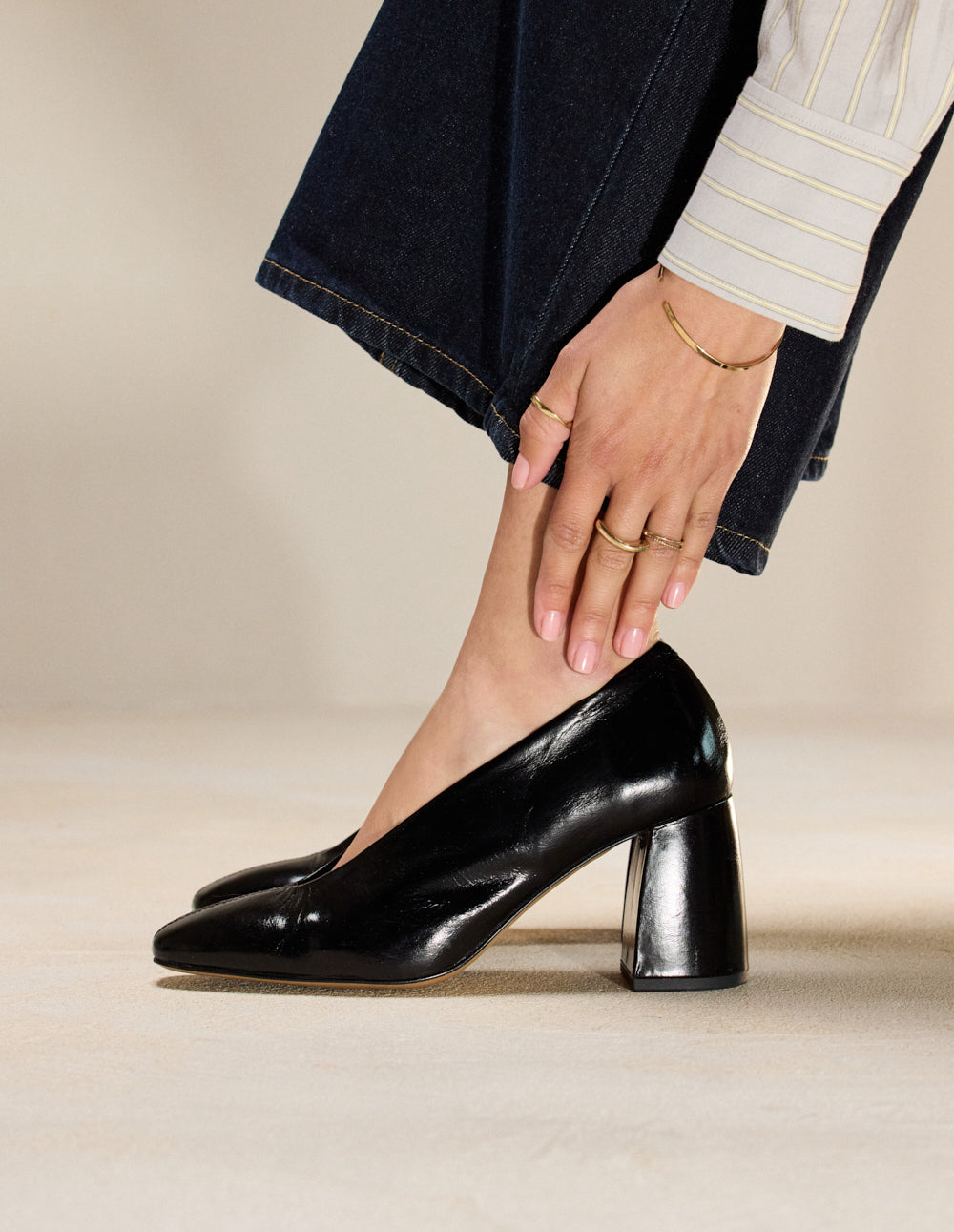 Escarpins Ilamis - Cuir plissé noir