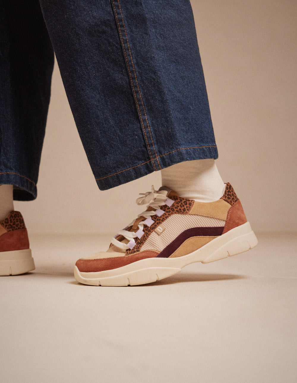 Baskets basses Laura - Brique beige léopard