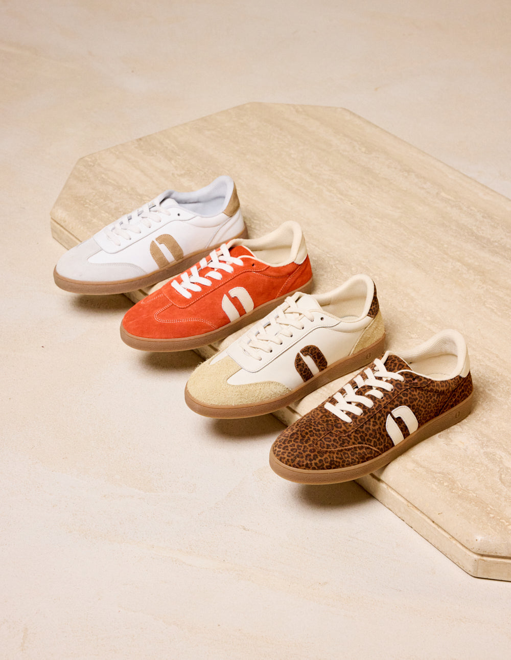 Baskets basses Lucia - Suède effiloché écru léopard