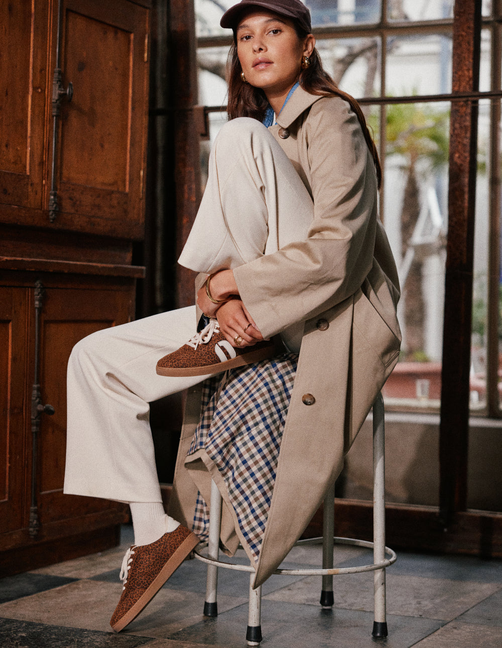 Baskets basses Lucia - Léopard écru