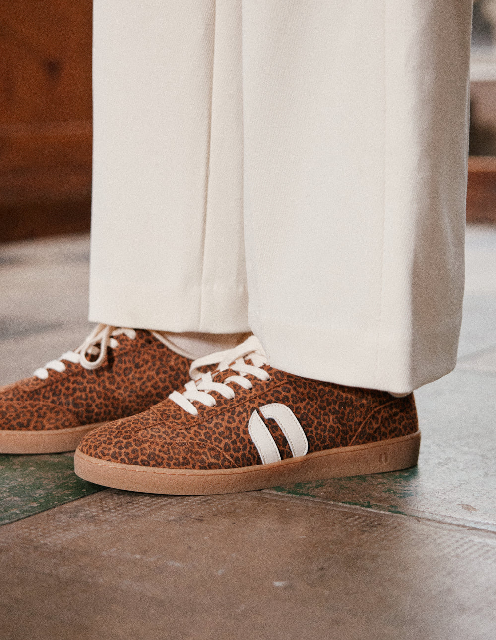 Baskets basses Lucia - Léopard écru
