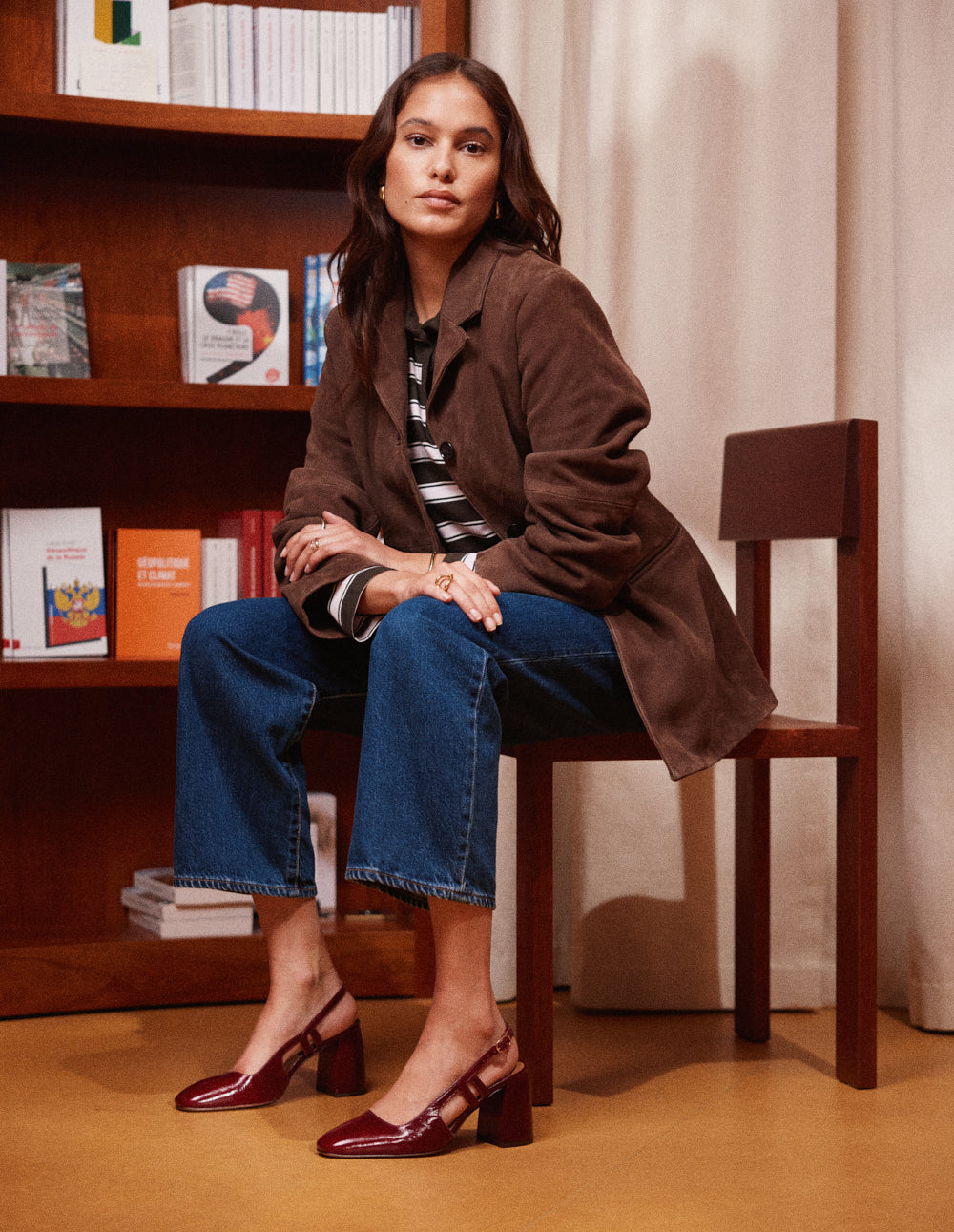 Escarpins Marcie - Cuir plissé verni bordeaux