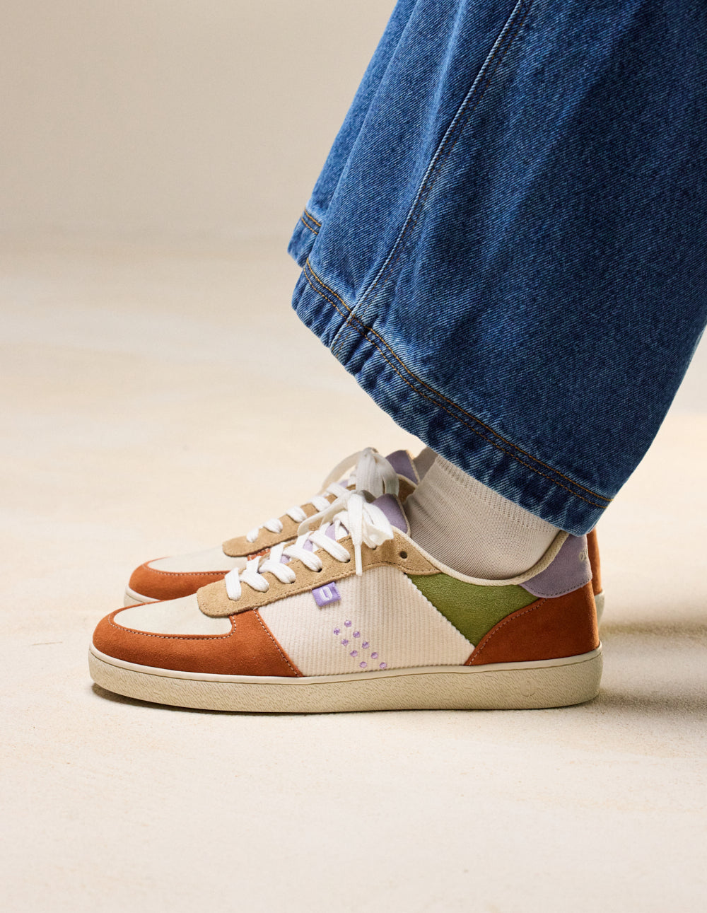 Marie low-top trainers - Ecru beige brick