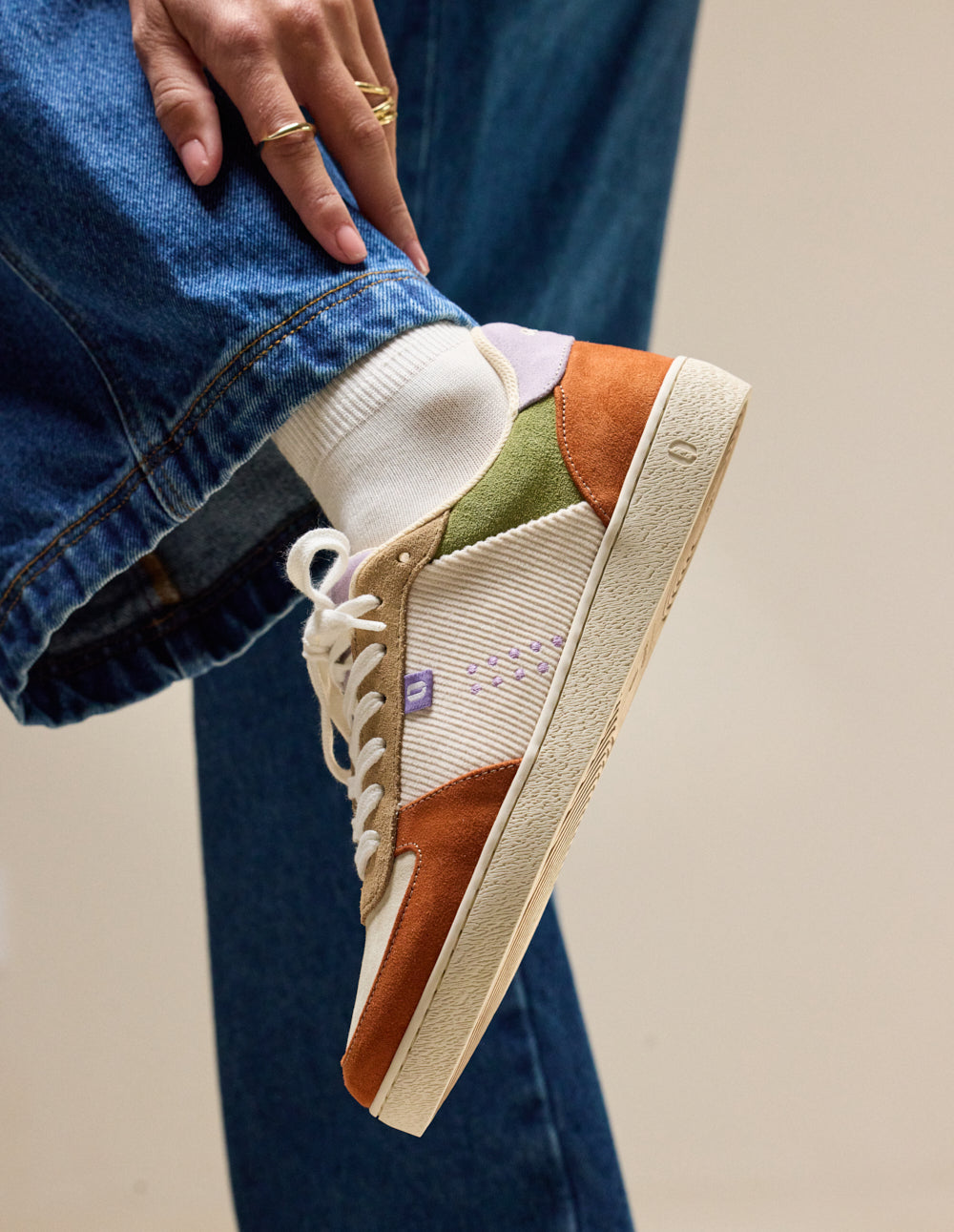 Marie low-top trainers - Ecru beige brick