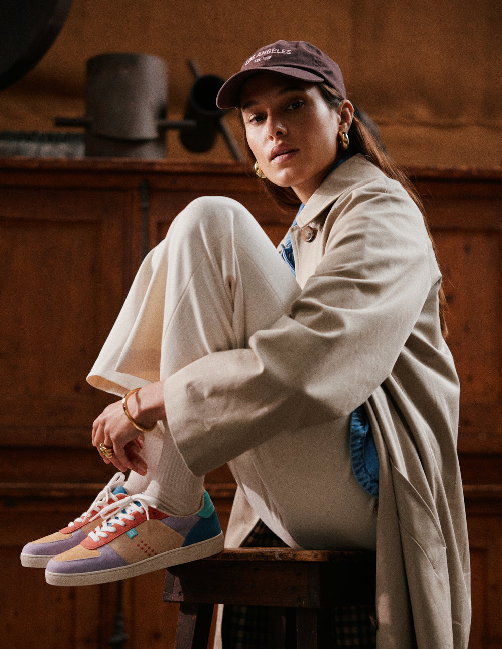 Baskets basses Marie - Lilas beige brique