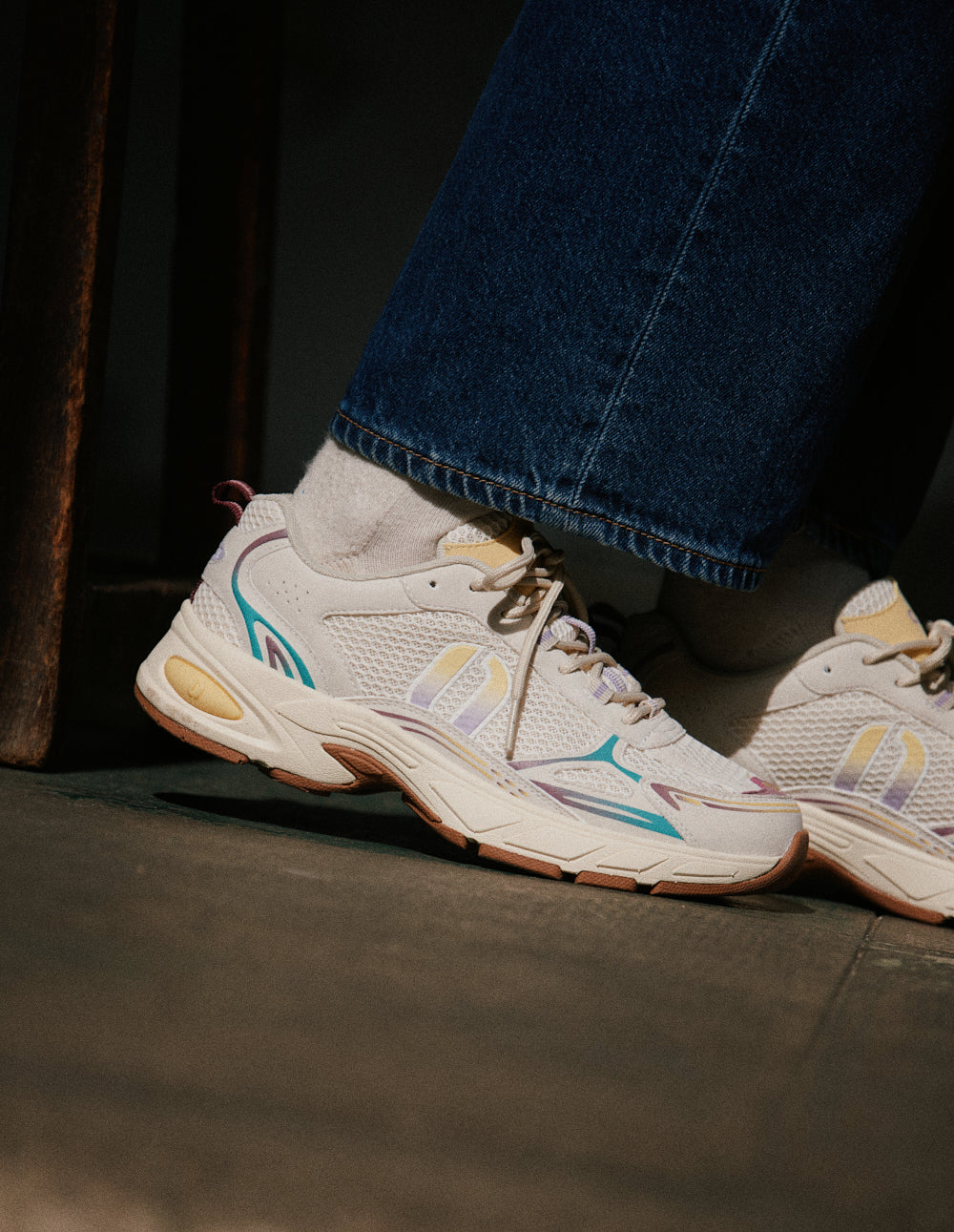 May low-top trainers - Ecru pink yellow