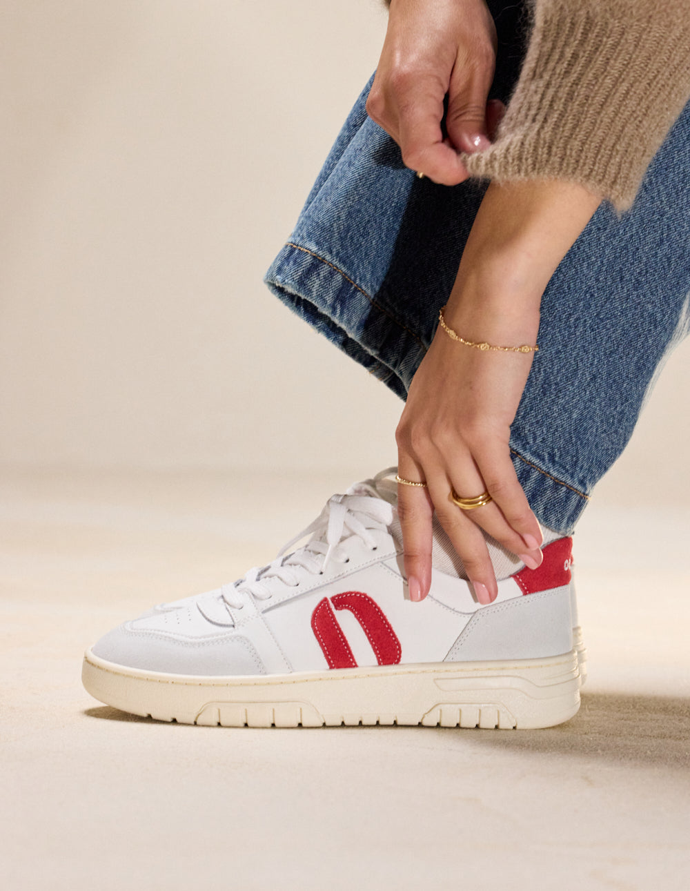 Nora low trainers - Light gray white red