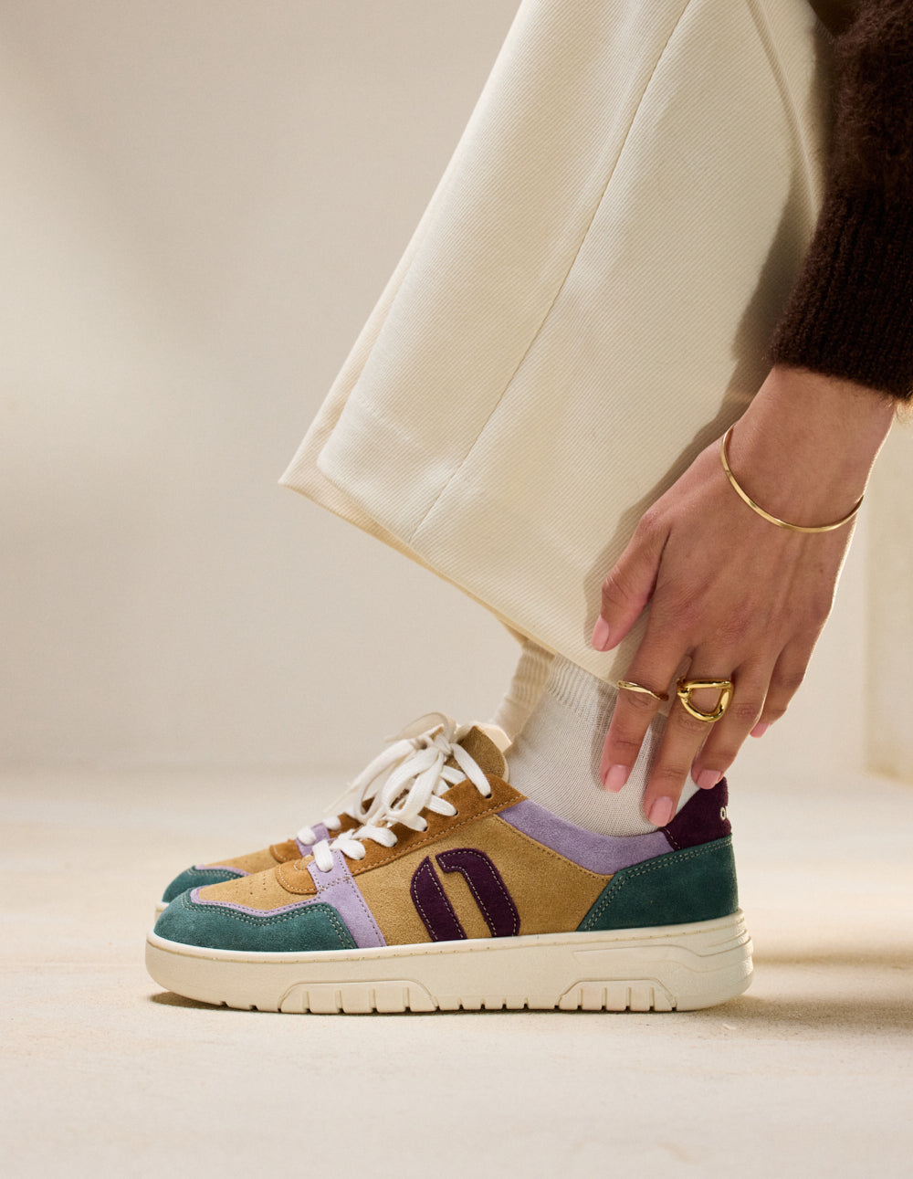 Nora low-top trainers - Lilac green beige