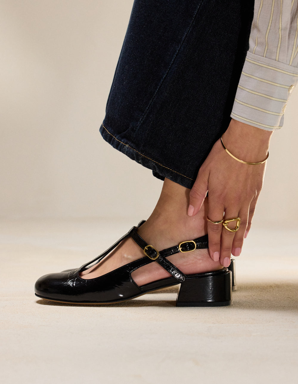 Escarpins Ryla - Cuir plissé noir