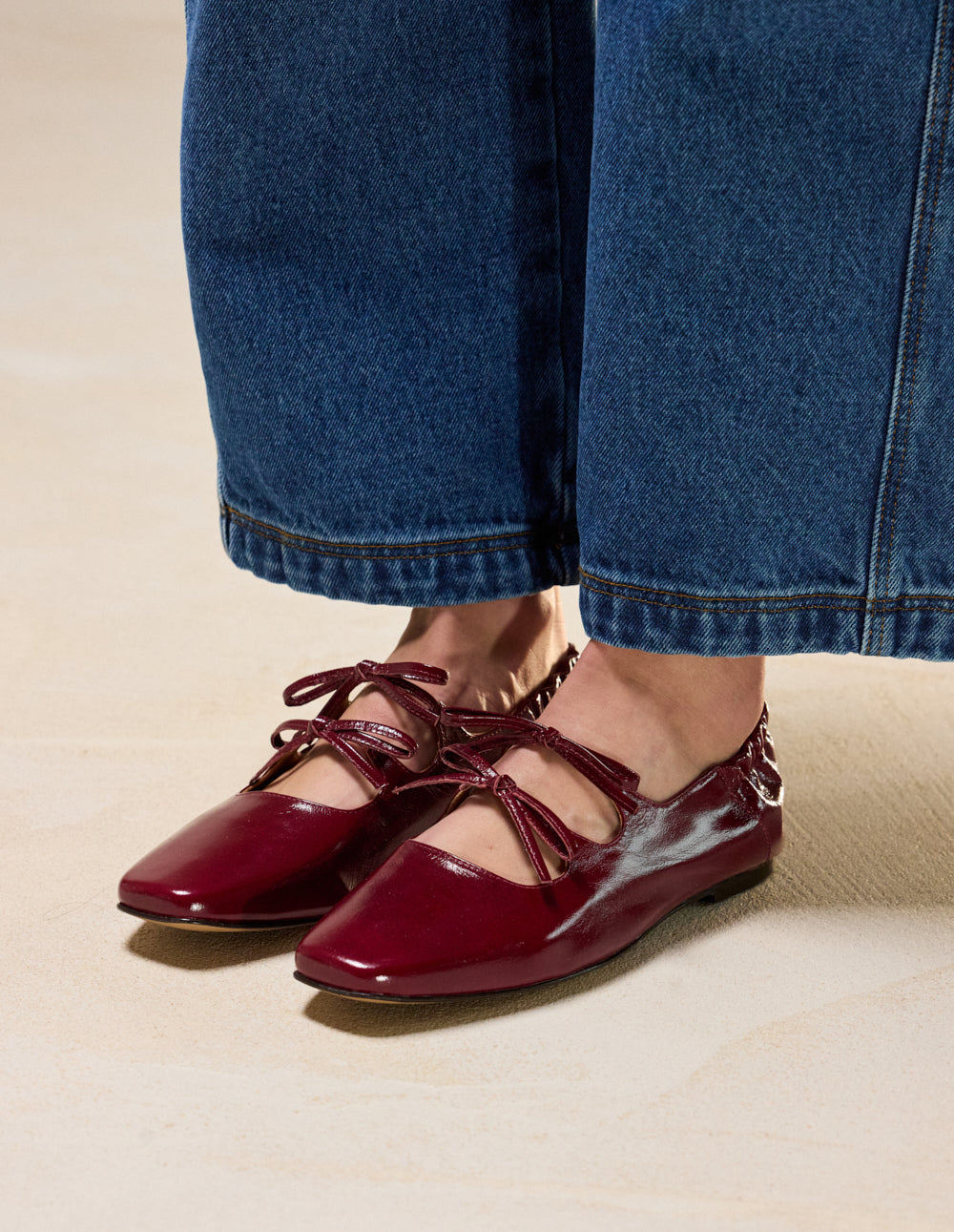 Ballerines Tula - Cuir plissé bordeaux