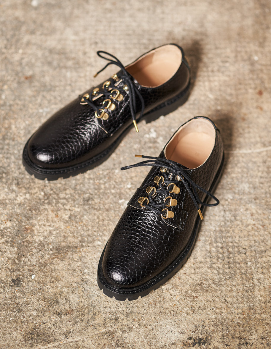 Derbies croco femme clearance