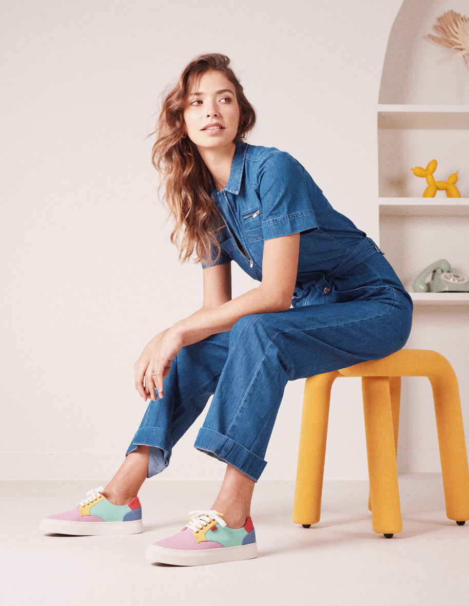 Low-top trainers Alexandra - Mauve yellow green canvas