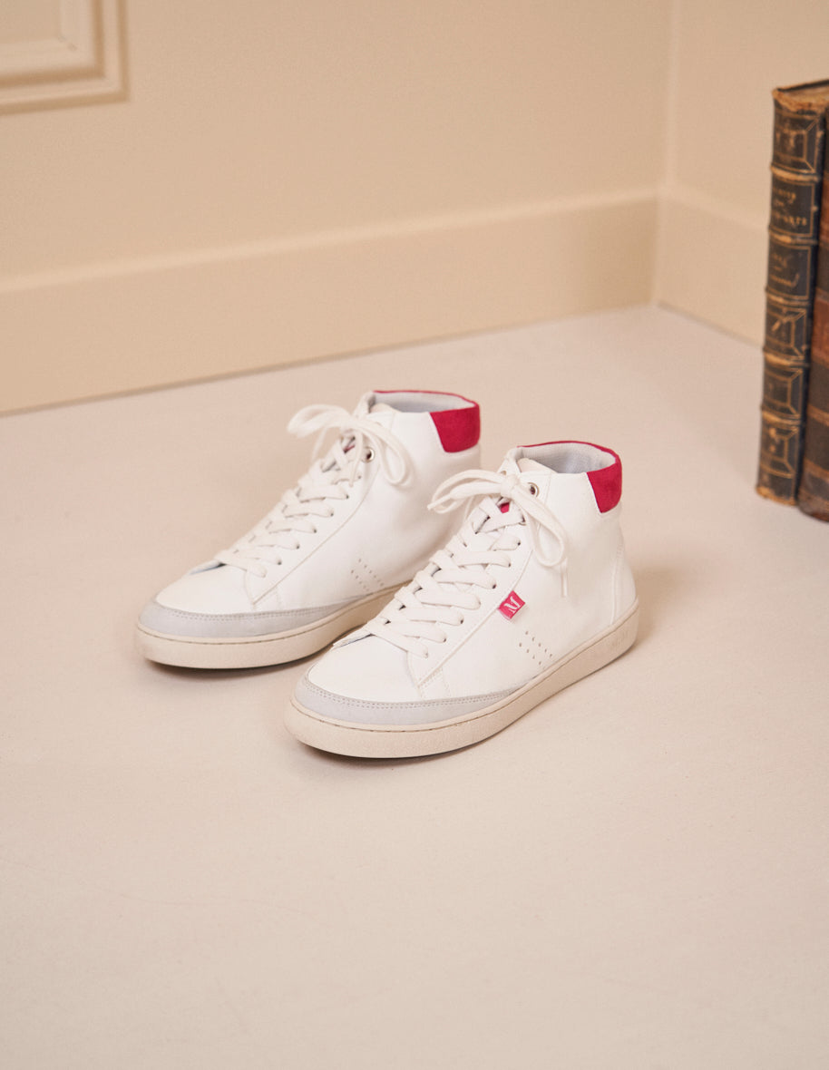 High top trainers Alexia Fuchsia white vegan leather
