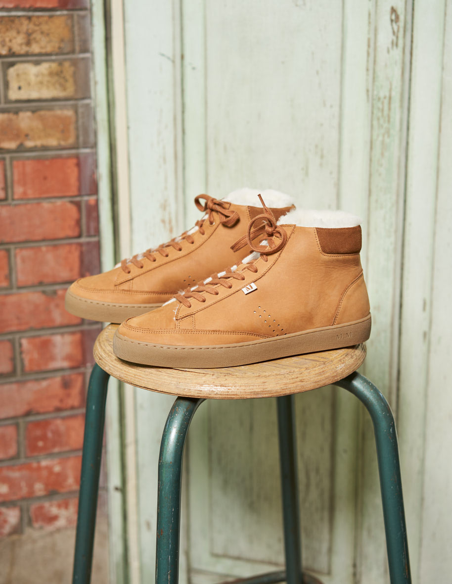 Baskets montantes Alexis Cuir pull up terracotta fourre