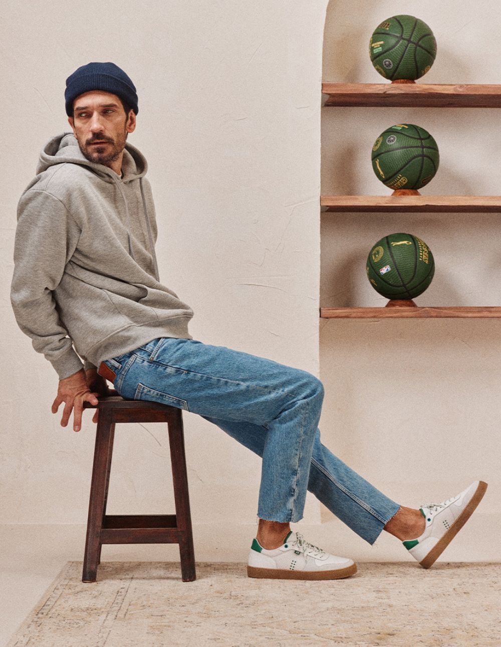 Baskets basses Arthur - Suède et mesh blanc vert