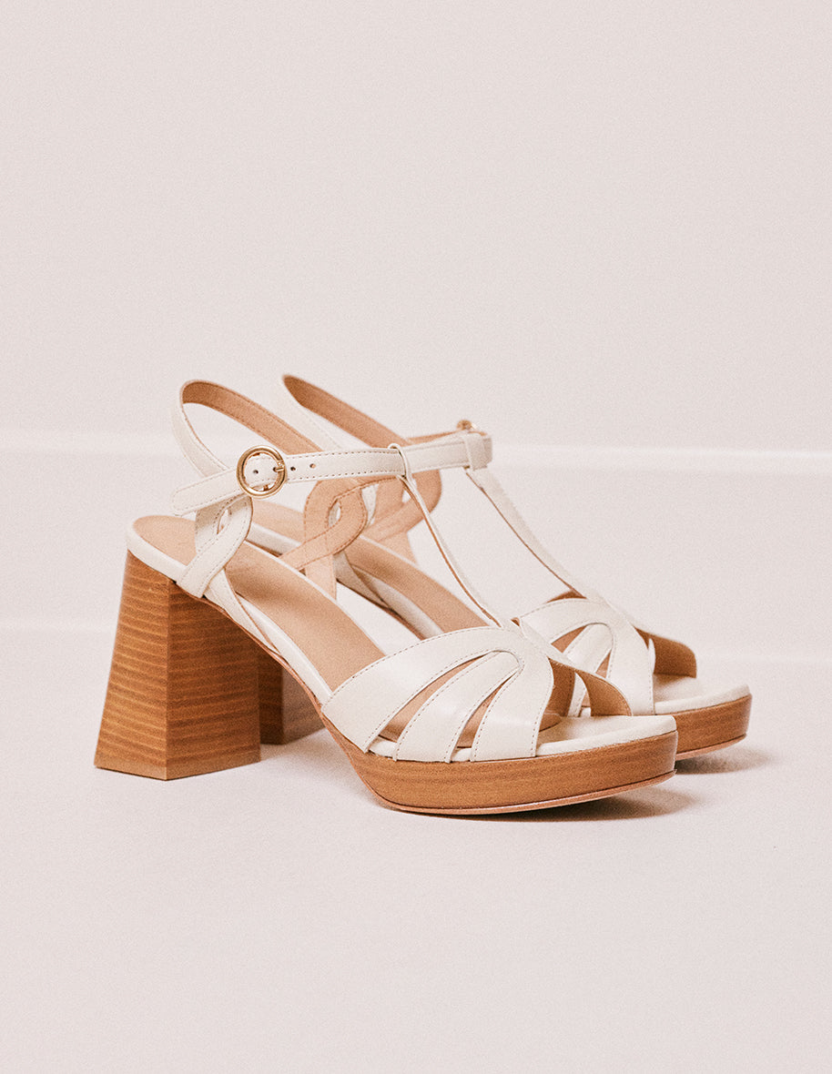Sandales à talons Blandine - Cuir écru