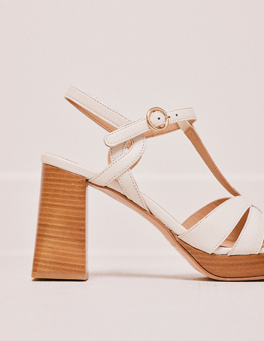 Sandales à talons Blandine - Cuir écru