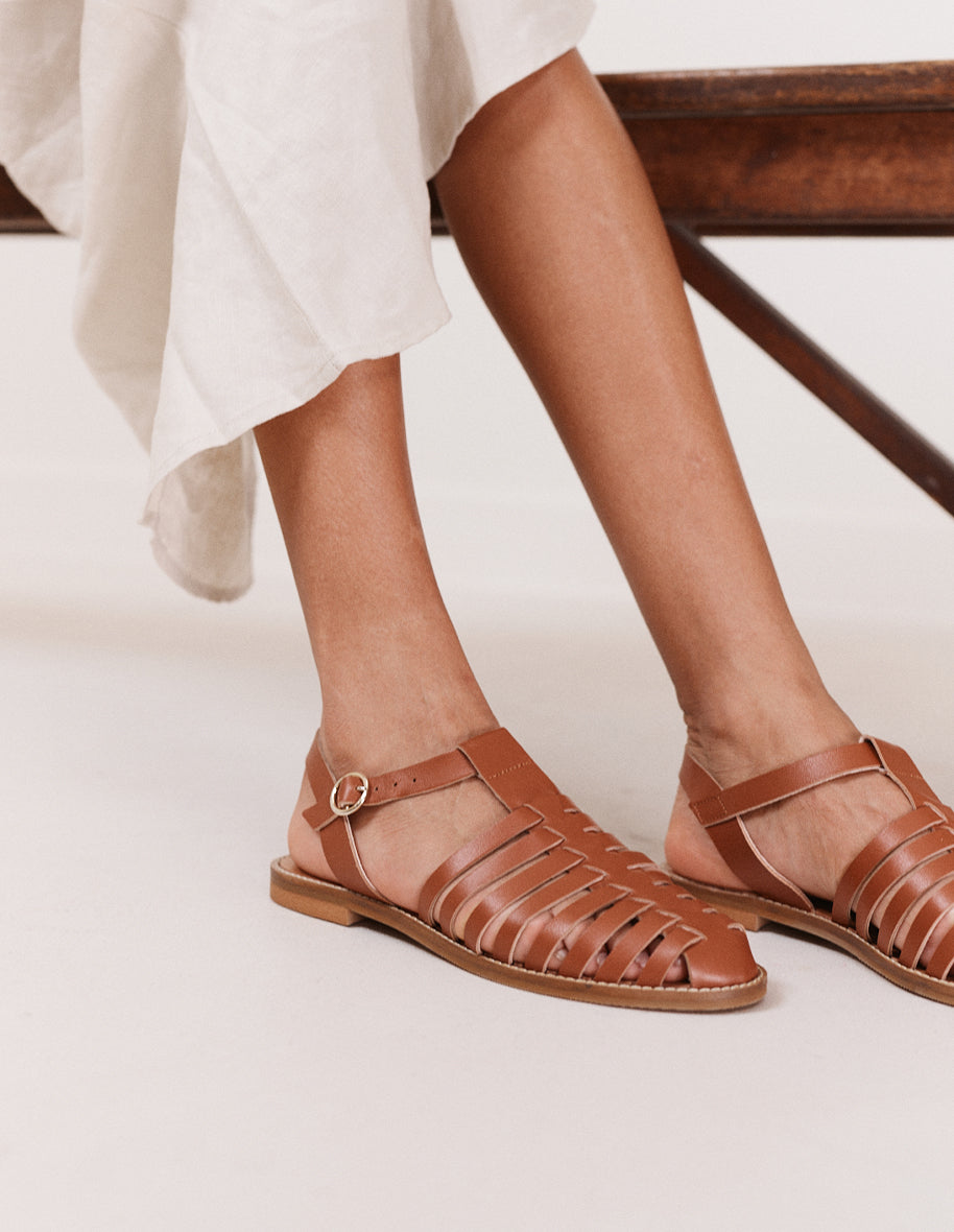Sandales Cécile - Cuir cognac